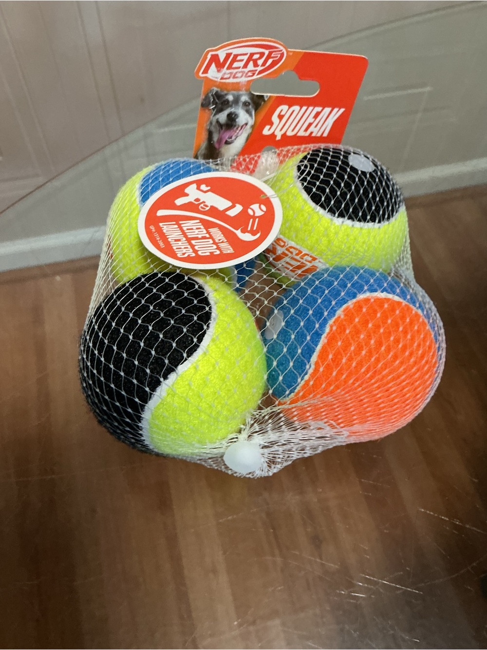 Durable Nerf Dog Squeak Tennis Balls 4 Pack Dog Toy Assorted Colors Interactive